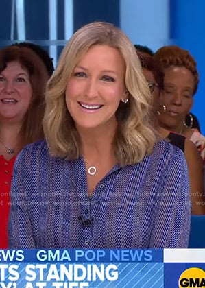 Lara’s blue herringbone shirt on Good Morning America