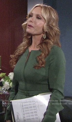 Lauren’s green peplum skirt suit on The Young and the Restless