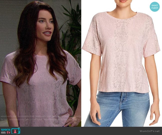 LNA Boxy Snakeskin Print Tee worn by Steffy Forrester (Jacqueline MacInnes Wood) on The Bold and the Beautiful