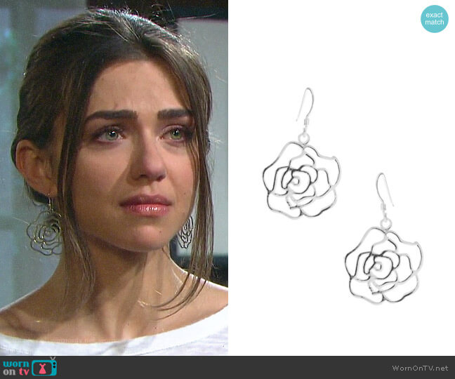 Lord & Taylor Sterling Silver Rose Earrings worn by Ciara Brady (Victoria Konefal) on Days of our Lives