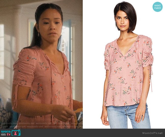 Lucky Brand Puff Tie Sleeve Printed Top worn by Jane Villanueva (Gina Rodriguez) on Jane the Virgin