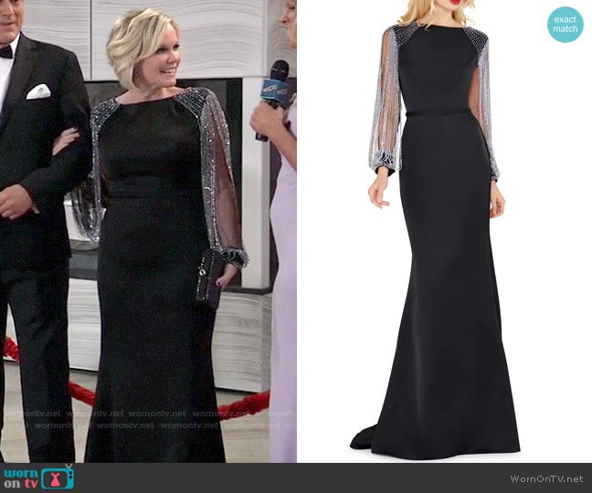 Mac Duggal Chain-Sleeve Column Gown worn by Ava Jerome (Maura West) on General Hospital