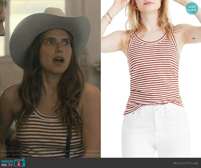 Madewell Audio Stripe Tank worn by Rio (Lake Bell) on Bless This Mess