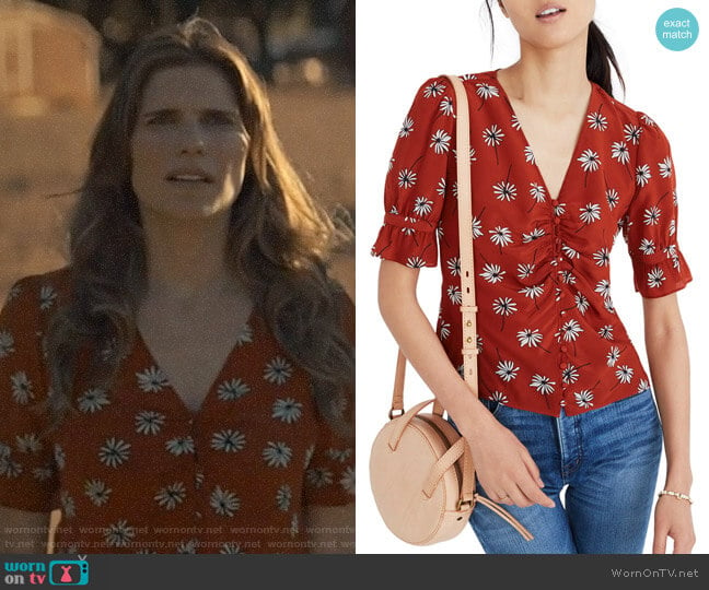 Madewell Daylight Fresh Daisies Silk Top worn by Rio (Lake Bell) on Bless This Mess