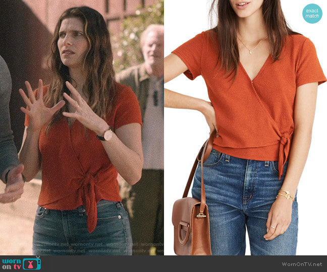 Madewell Texture & Thread Wrap Top worn by Rio (Lake Bell) on Bless This Mess