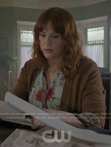 Mary’s blue mixed floral blouse on Riverdale