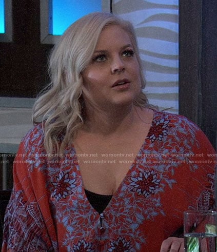 Maxie’s red and blue floral top on General Hospital