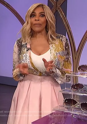 Wendy’s splatter blouse and skirt on The Wendy Williams Show