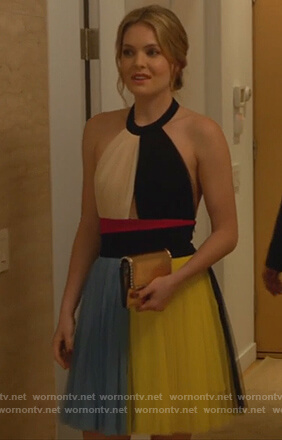 Sutton's colorblock tulle dress on The Bold Type
