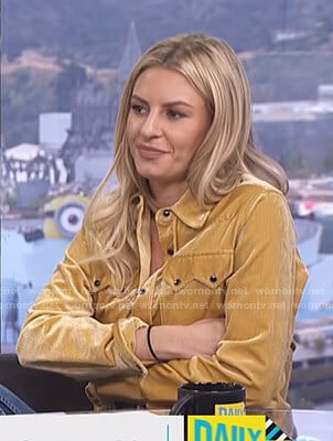 Morgan’s yellow corduroy western shirt on E! News Daily Pop