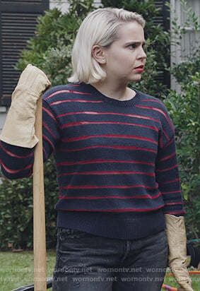 Annie’s navy sheer stripe sweater on Good Girls