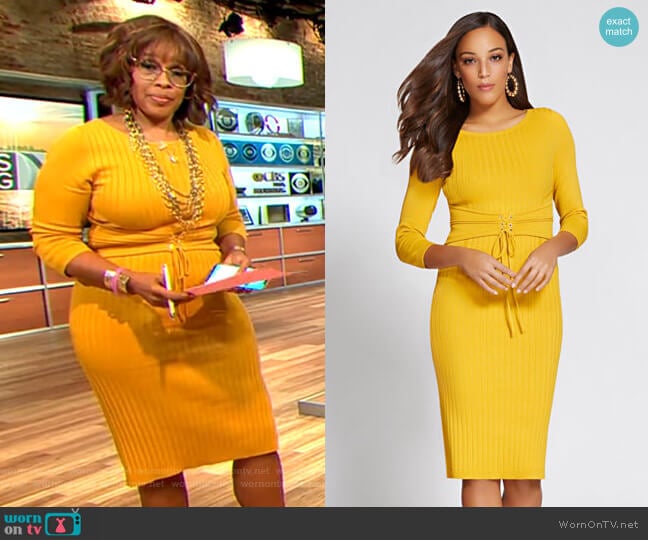 Corset Sweater Dress - Gabrielle Union Collection by New York & Company worn by Gayle King on CBS Mornings