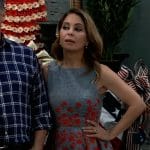 Olivia’s grey pleated dress with red flowers on General Hospital