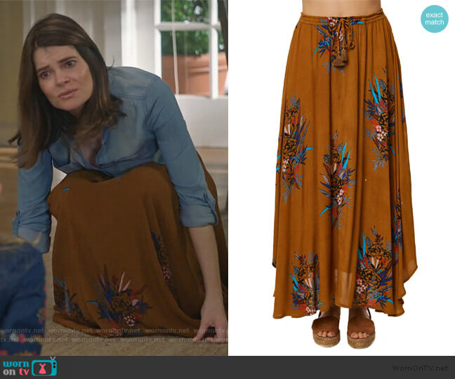 Karla Floral Print Maxi Skirt by O'Neill worn by Heather Hughes (Betsy Brandt) on Life in Pieces