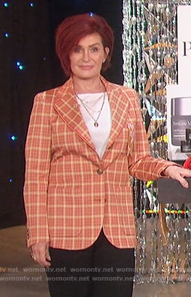 Sharon's orange check blazer on The Talk