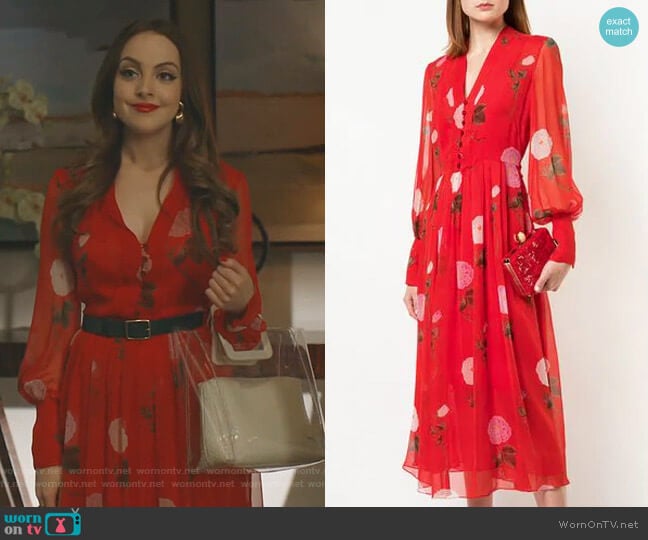 Floral Print Maxi Dress by Oscar de la Renta worn by Fallon Carrington (Elizabeth Gillies) on Dynasty