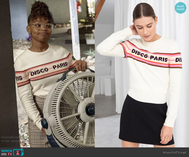 & Other Stories Disco Paris Cotton Pullover worn by Diane Johnson (Marsai Martin) on Black-ish