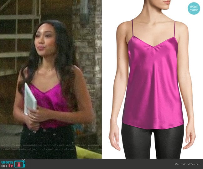 Paige Cicely Cami in Magenta worn by Haley Chen (Thia Megia) on Days of our Lives