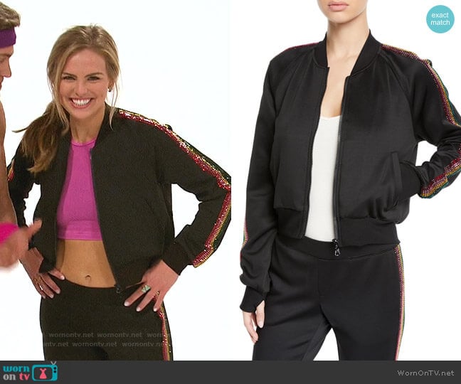 Cropped Track Jacket with Rhinestone Side Stripes by Pam & Gela worn by Hannah Brown on The Bachelorette