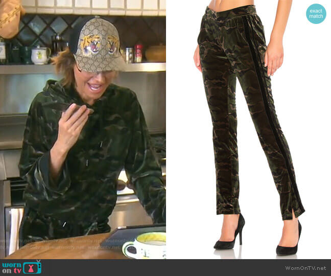 Side Slit Velvet Track Pant by Pam & Gela worn by Lisa Rinna on The Real Housewives of Beverly Hills