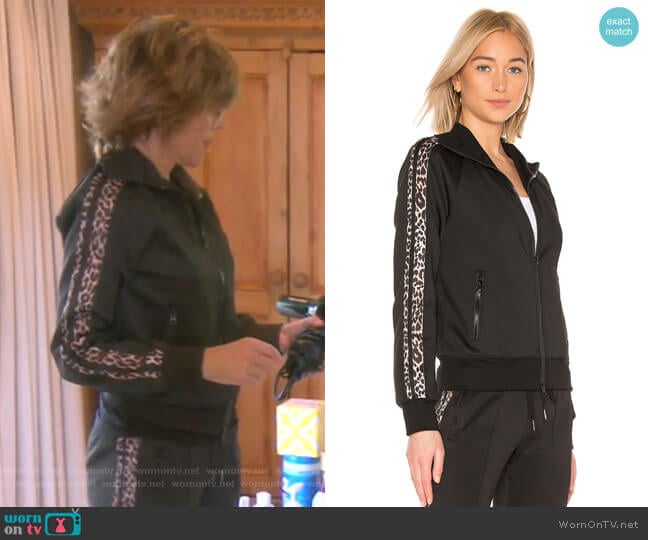 Leopard Stripe Track Jacket by Pam & Gela worn by Lisa Rinna on The Real Housewives of Beverly Hills