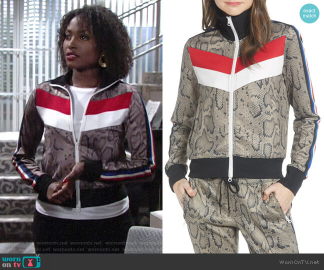 Pam & Gela Colorblock Track Jacket worn by Ana Hamilton (Loren Lott) on The Young and the Restless