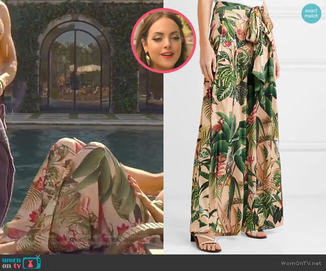 Paradise Printed Wide-Leg Pants by Patbo worn by Fallon Carrington (Elizabeth Gillies) on Dynasty