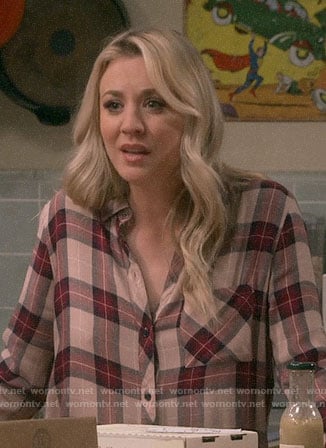 Penny's pink and red plaid shirt on The Big Bang Theory