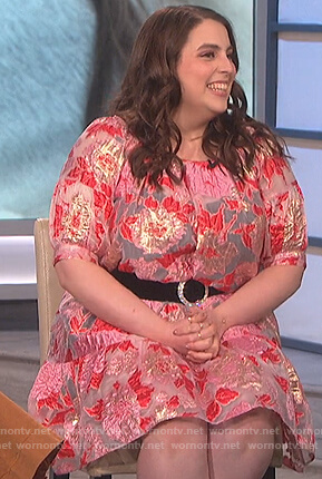 Beanie Feldstein's pink floral dress on The Talk