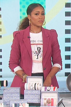 Eve’s white Ride Cher tee and blazer on The Talk