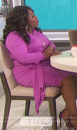 Sheryl’s purple ruched side dress on The Talk