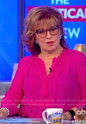 Joy’s pink scalloped neck blouse on The View