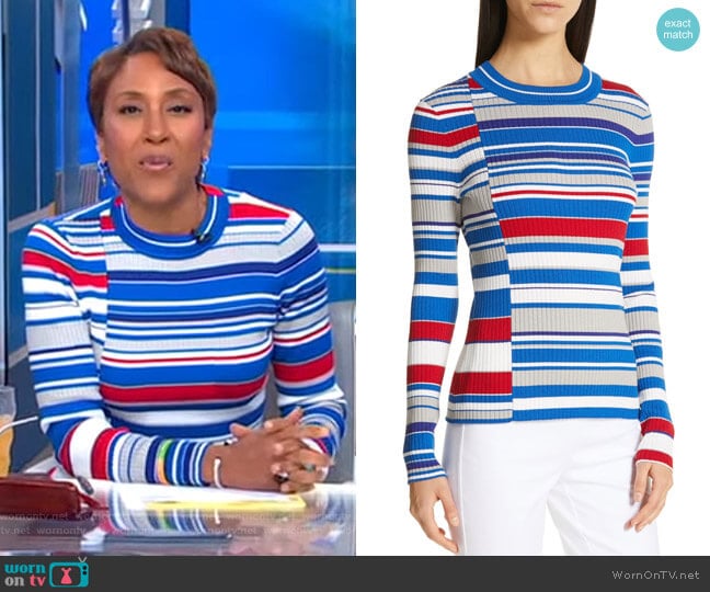 Mason Stripe Top by Rag & Bone worn by Robin Roberts on Good Morning America