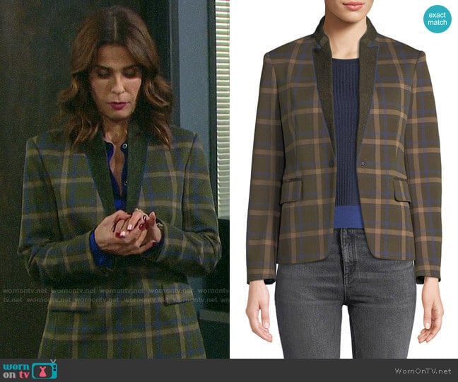 Rag & Bone Naomi Check Blazer worn by Hope Williams (Kristian Alfonso) on Days of our Lives