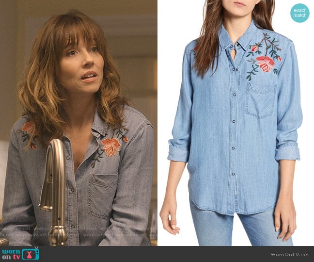 Ingrid Embroidered Shirt by Rails worn by Judy Hale (Linda Cardellini) on Dead to Me