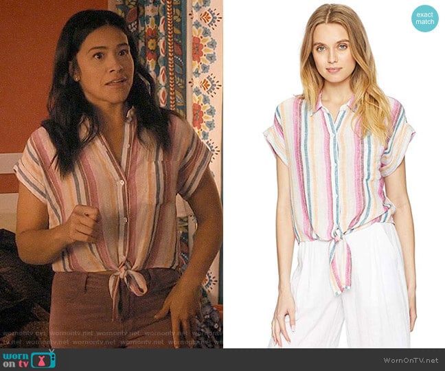 Rails Amelie Shirt in Avila Stripe worn by Jane Villanueva (Gina Rodriguez) on Jane the Virgin