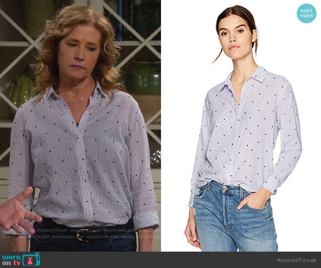 Rails Taylor Shirt in Flocked Moons/Stars worn by Vanessa Baxter (Nancy Travis) on Last Man Standing