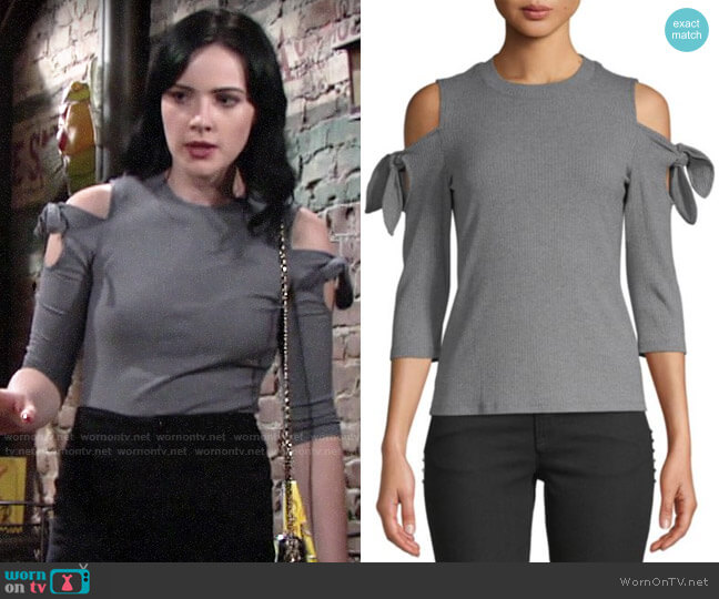 Rebecca Taylor Cold Shoulder Ribbed Jersey Top worn by Tessa Porter (Cait Fairbanks) on The Young & the Restless