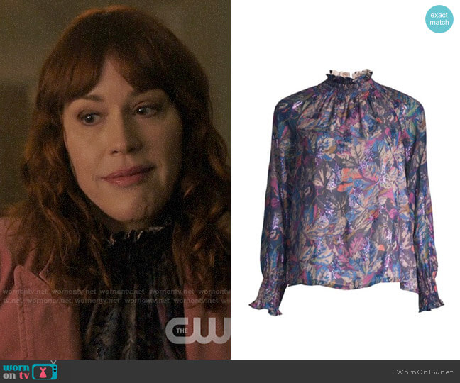 Rebecca Taylor Floral High Neck Blouse worn by Mary Andrews (Molly Ringwald) on Riverdale