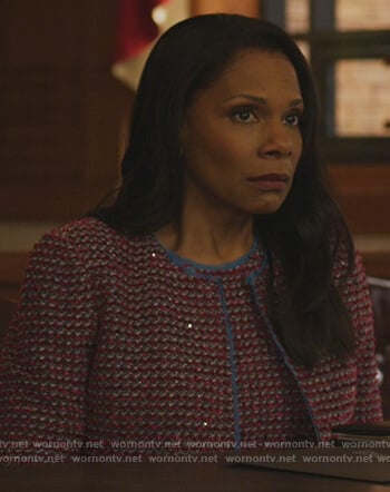 Liz's red tweed jacket on The Good Fight