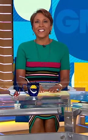 WornOnTV: Robin’s green striped dress on Good Morning America | Robin ...