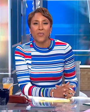 Robin’s mixed stripe sweater on Good Morning America