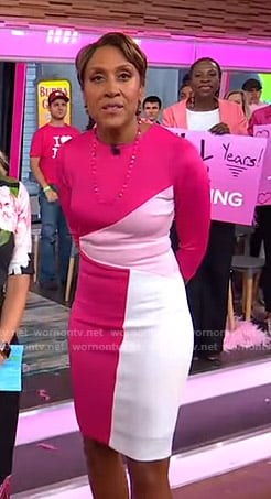 Robin’s pink colorblock dress on Good Morning America