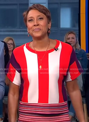 Robin’s striped top and skirt on Good Morning America