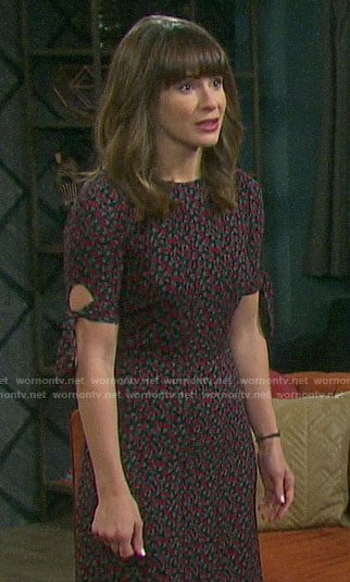 Sarah’s floral tie sleeve dress on Days of our Lives