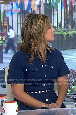 Savannah’s blue button front pleated dress on Today