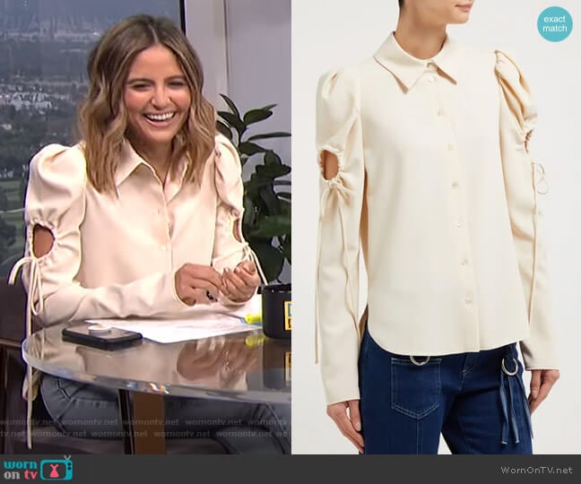 Puff Sleeved Cut-Out Blouse by See by Chloe worn by Erin Lim on E! News