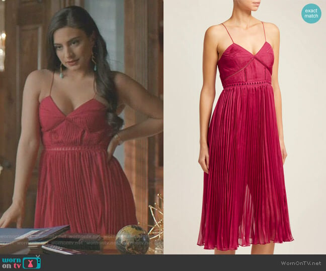 Pleated Crepe Midi Dress by Self Portrait worn by Cristal Jennings (Daniella Alonso) on Dynasty