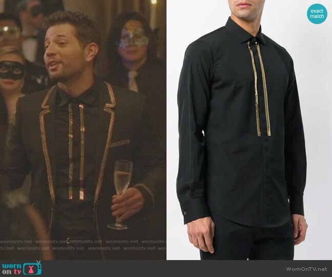 Sequin Embellished Shirt by Dsquared2 worn by Sam Flores (Rafael de la Fuente) on Dynasty