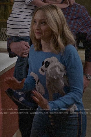 Sherry's blue poodle sweater on Modern Family